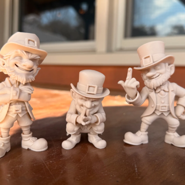 Naughty Leprechaun Family Sculptures Collectible Figurines for Home and Office Desktop Decor (Pack of 3)