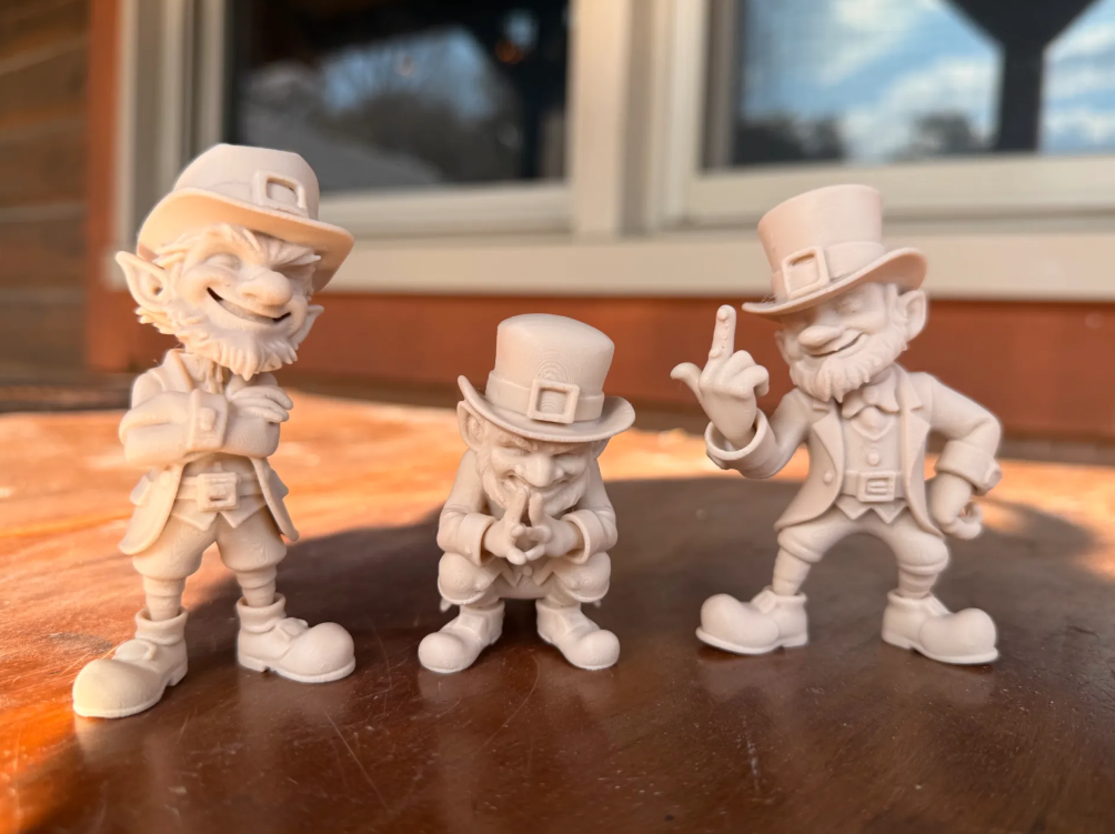 Naughty Leprechaun Family Sculptures Collectible Figurines for Home and Office Desktop Decor (Pack of 3)