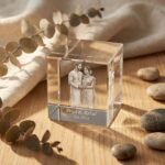 3D Engraved 5×5×5 Diamond Crystal with multi-colour LED base