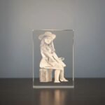 3D Engraved Crystal Keepsake with personalized couple photo