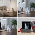 3D Engraved Crystal Keepsake with Custom Photo and LED Base