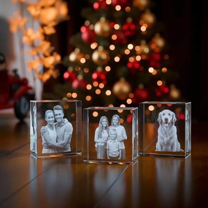 3D Engraved Crystal Keepsake with Custom Photo crystal block