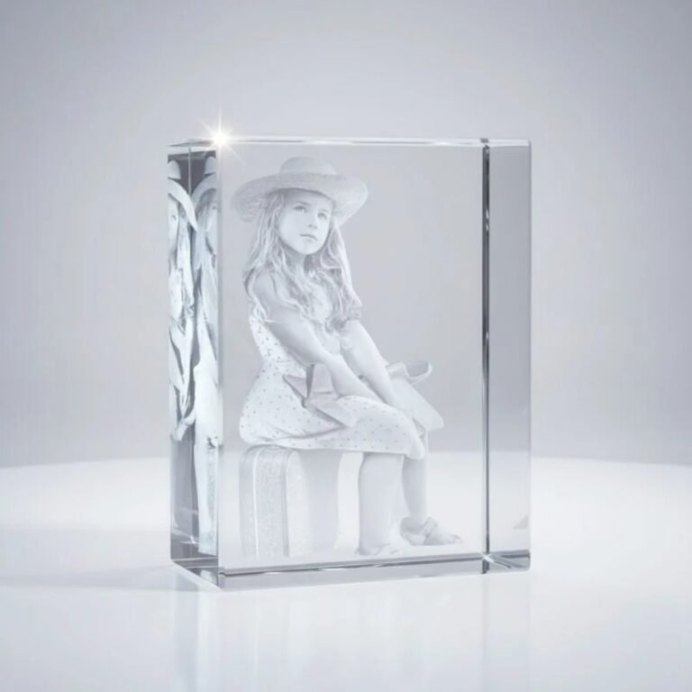 3D Engraved Crystal Keepsake with Custom Photo