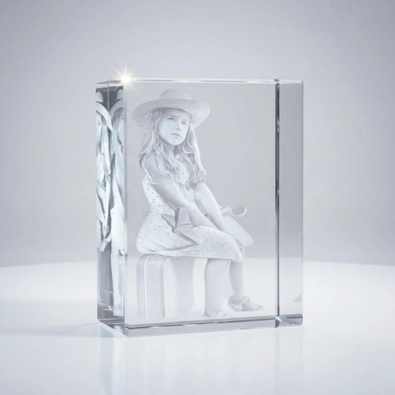 3D Engraved Crystal Keepsake with Custom Photo