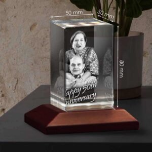 3D Laser Engraved Crystal Grand Parents with 3D laser engraving