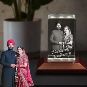 3D Laser Engraved Crystal anniversary gift