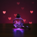 Love Shape Multi Colour Crystal Keychain close-up view