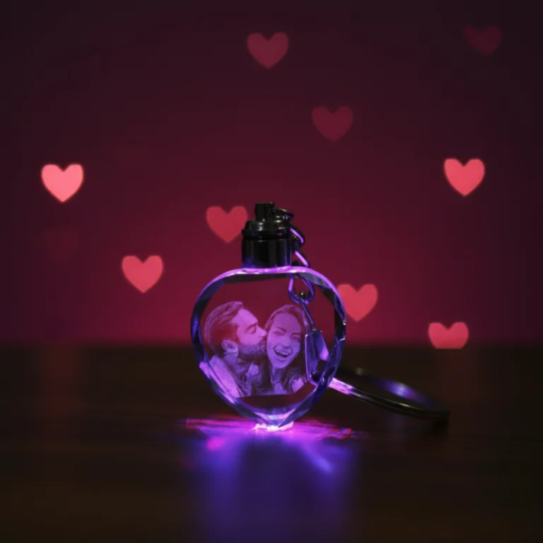 Love Shape Multi Colour Crystal Keychain close-up view