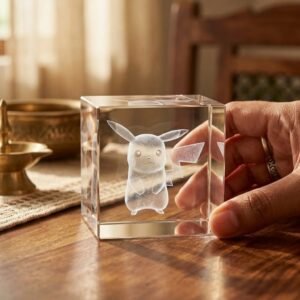3D Engraved Personalized Square Crystal with 3D photo engraving