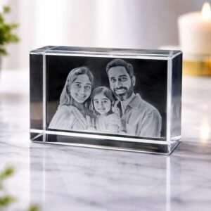 3D Laser Etched Crystal Personalized with Three Faces