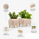 Modern Herb Planter Set with Drainage & Legs rectangular planter