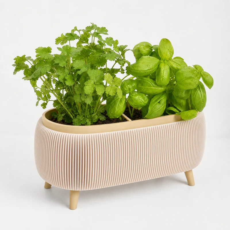 Modern Herb Planter Set with Drainage & Legs drainage design