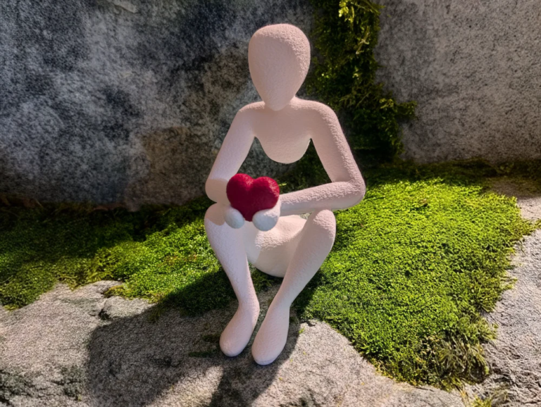 NOBody Love's Embrace Minimalist Sculpture with red heart