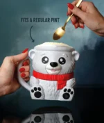 Polar Bear Ice Cream Pint Holder with magnetic interchangeable scarf