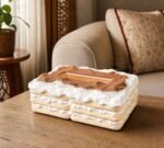 Tiramisu Tissue Box Holder with cocoa-dust effect