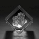 Unique 3D Crystal Diamond Gift with Revolving LED Base